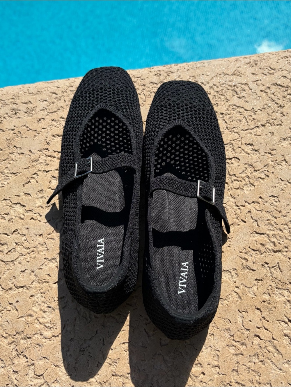 Vivía Margot Mary Jane Black Mesh Flats Size 10 - Picture 3 of 7